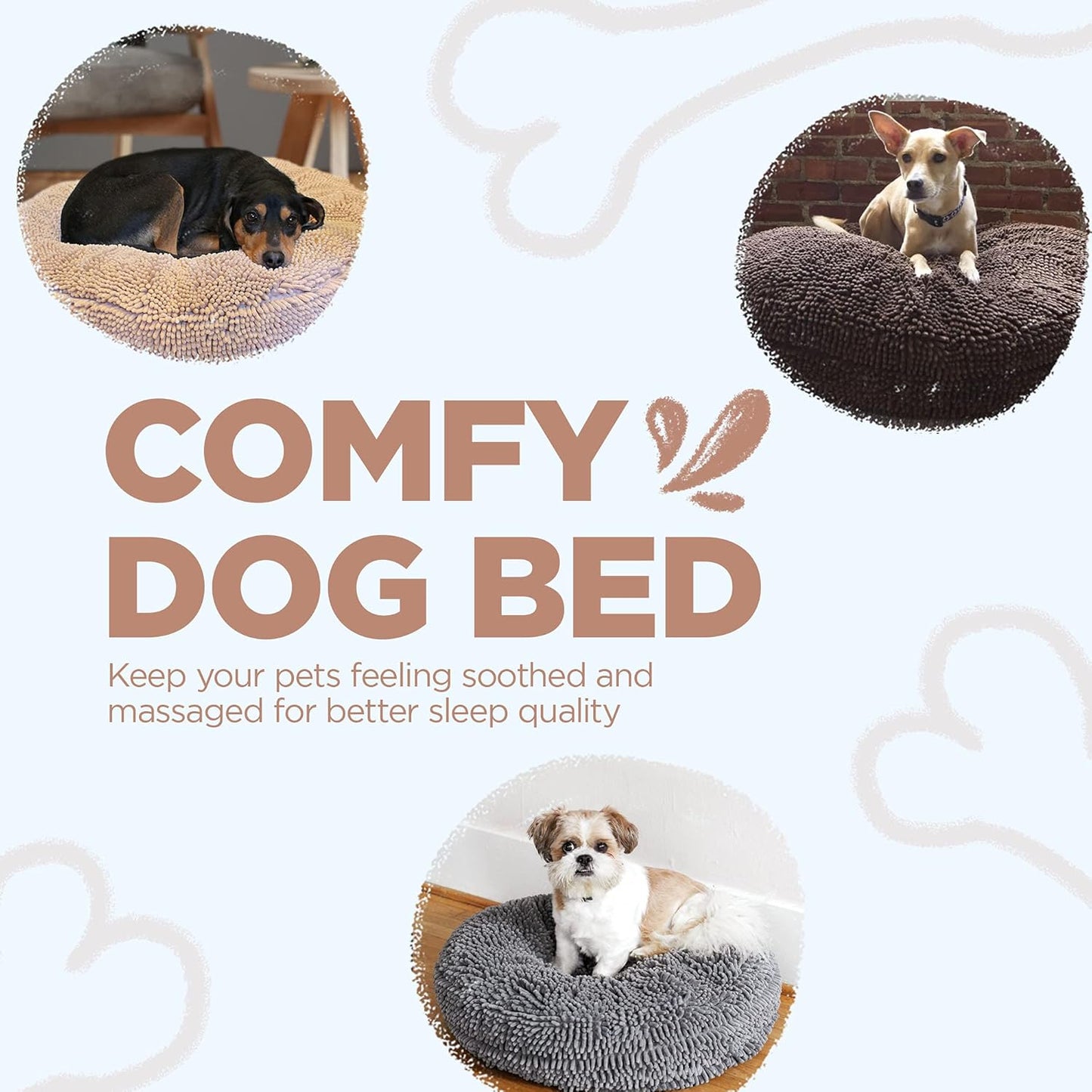 Super Snoozer Dog Bed - Comfortable Bed for Dogs - Microfiber Chenille Dog Bed - Cozy Microfiber Dog Bed Machine Washable - round Dog Bed