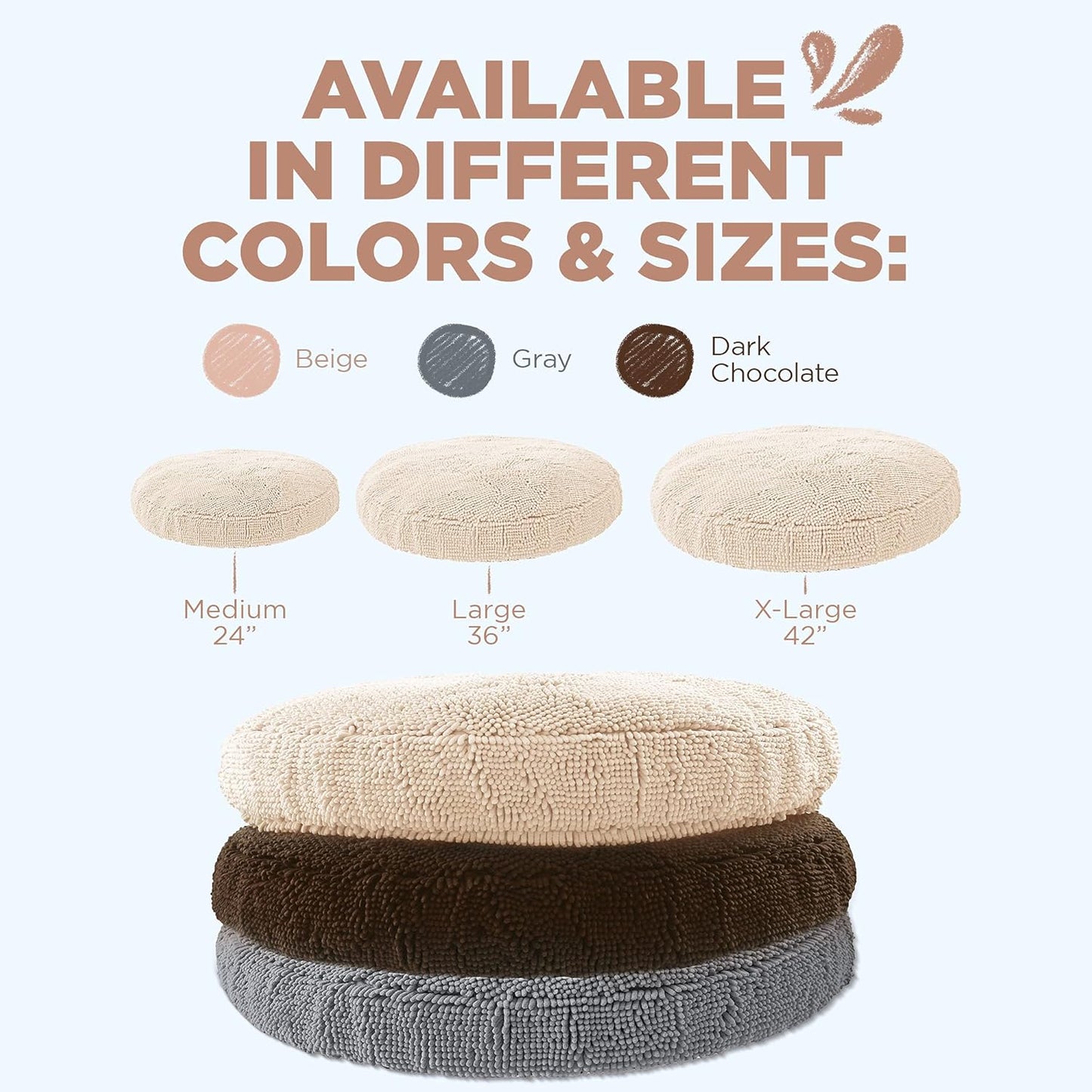 Super Snoozer Dog Bed - Comfortable Bed for Dogs - Microfiber Chenille Dog Bed - Cozy Microfiber Dog Bed Machine Washable - round Dog Bed