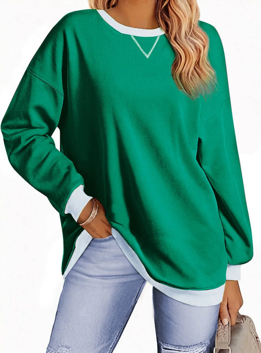 Color Block Sweatshirts for Women Crewneck Long Sleeve Oversized Pullover Tops Casual Fall Outfits