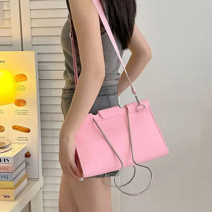 Girls Bag 2024 New Fashion Felt Binder Clip High-Capacity Shoulder Bag Handbag Office Lady Women Bag